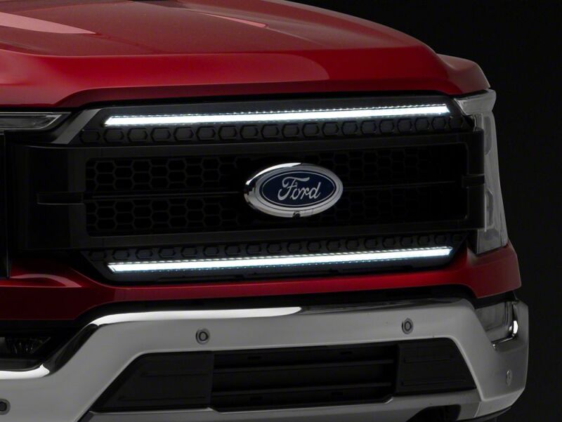 Raxiom 21-23 Ford F-150/ Exc.Raptor CXR Series LED Upper Replacement Grille with White DRL- Black