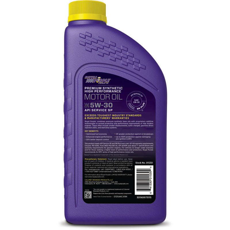 Rav Grading Royal Purple Premium Synthetic High Performance Multi-Grade 5W30 Motor ...