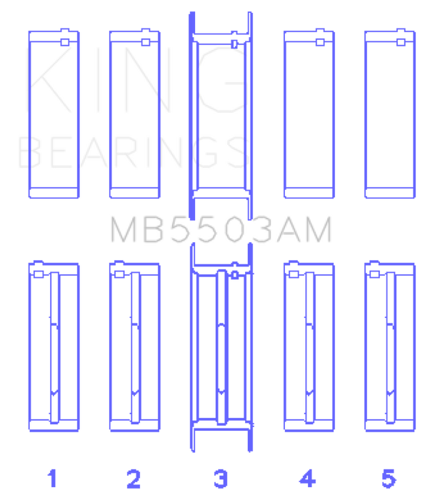 King Engine Bearings Ford V8 351ci 5.8L 16v Crankshaft Main Bearing Set (Set of 5)