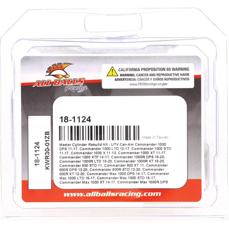 All Balls Racing 11-17 Can-Am Commander 1000R DPS Master Cylinder Rebuild Kit