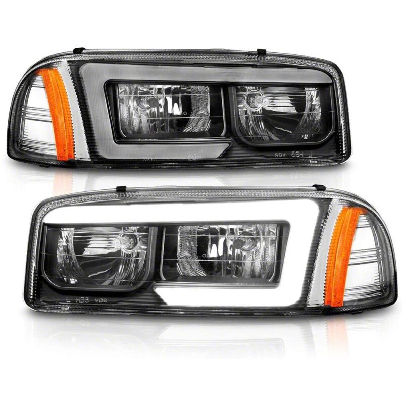 Raxiom 99-06 Chevrolet Sierra 1500 Axial Series LED DRL Headlights- Black Housing- Clear Lens