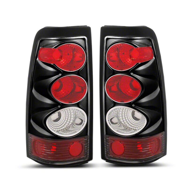 Raxiom 03-06 Chevrolet Silverado 1500 Fleetside Axial Series Tail Lights- Black- Clear Lens