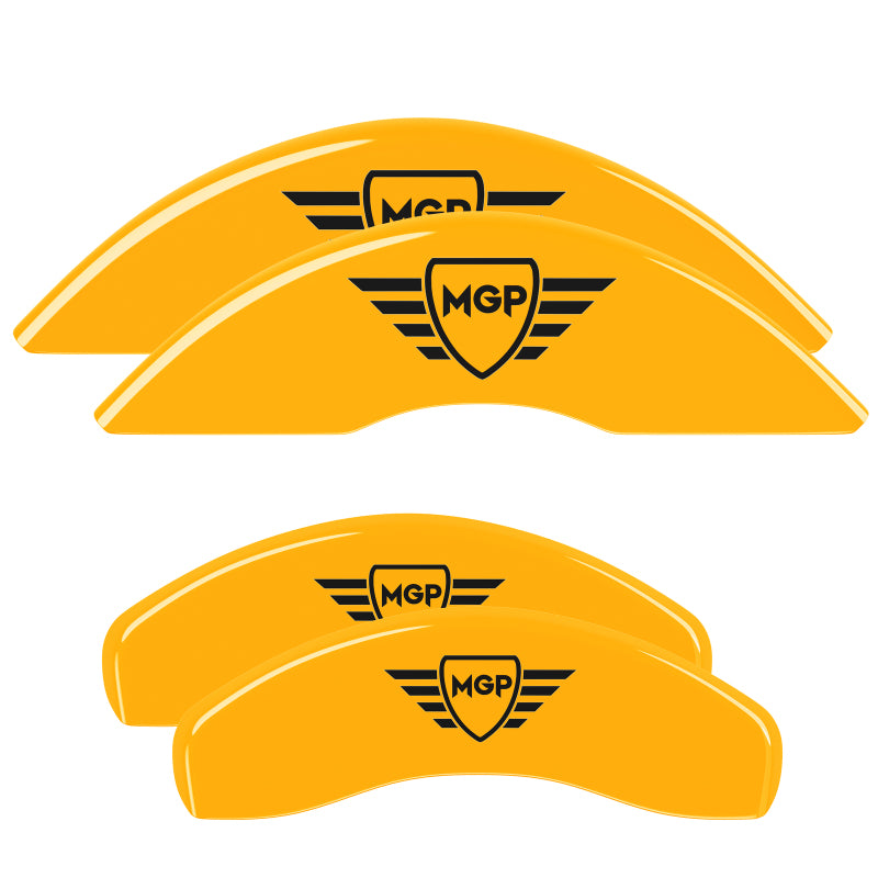 MGP 4 Caliper Covers Engraved Front & Rear MGP Yellow Finish Black Char 2004 Toyota Mark X