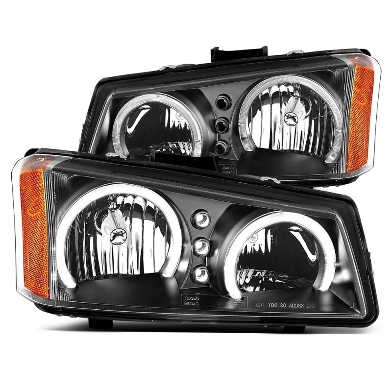 Raxiom 03-06 Chevrolet Silverado 1500 Dual LED Halo Projector Headlights- Black - Clear Lens