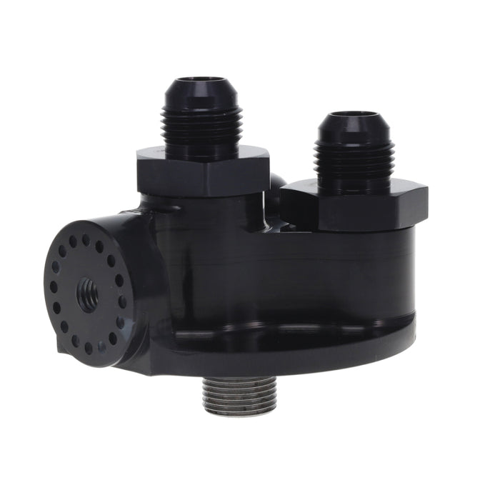 Peterson Fluid Systems Remote Filter Mount 13/16 -16AN Thread -10AN Fittings - Chevrolet Style