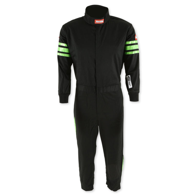 RaceQuip Green Trim SFI-1 JR. Suit - Kids Medium