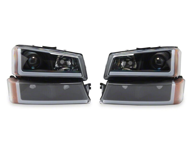 Raxiom 03-06 Chevrolet Silverado 1500 LED LightBar OE Proj Headlights/Bumper Lights- Black - Clear
