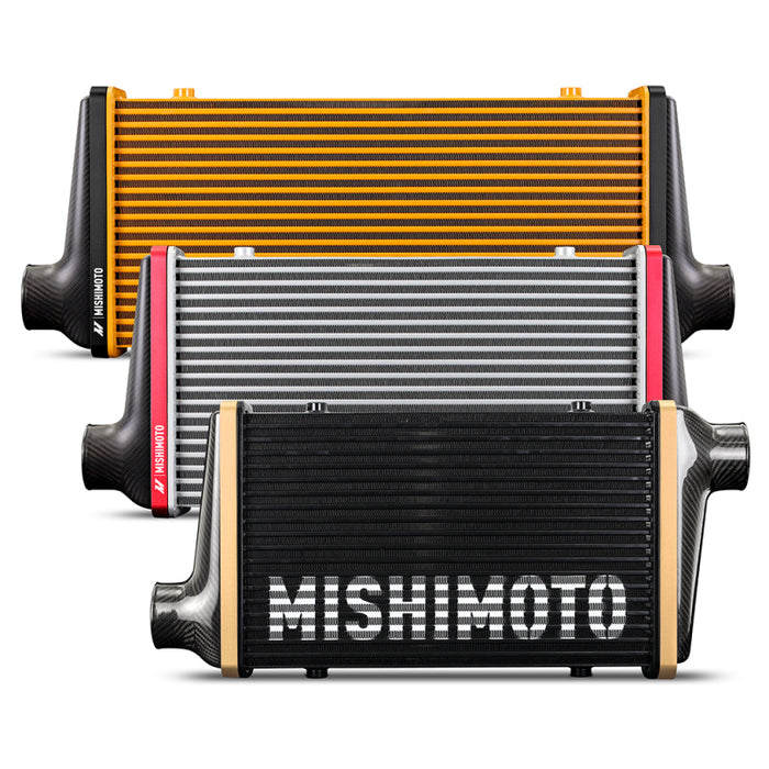 Mishimoto Universal Carbon Fiber Intercooler - Gloss Tanks - 525mm Gold Core - C-Flow - P V-Band