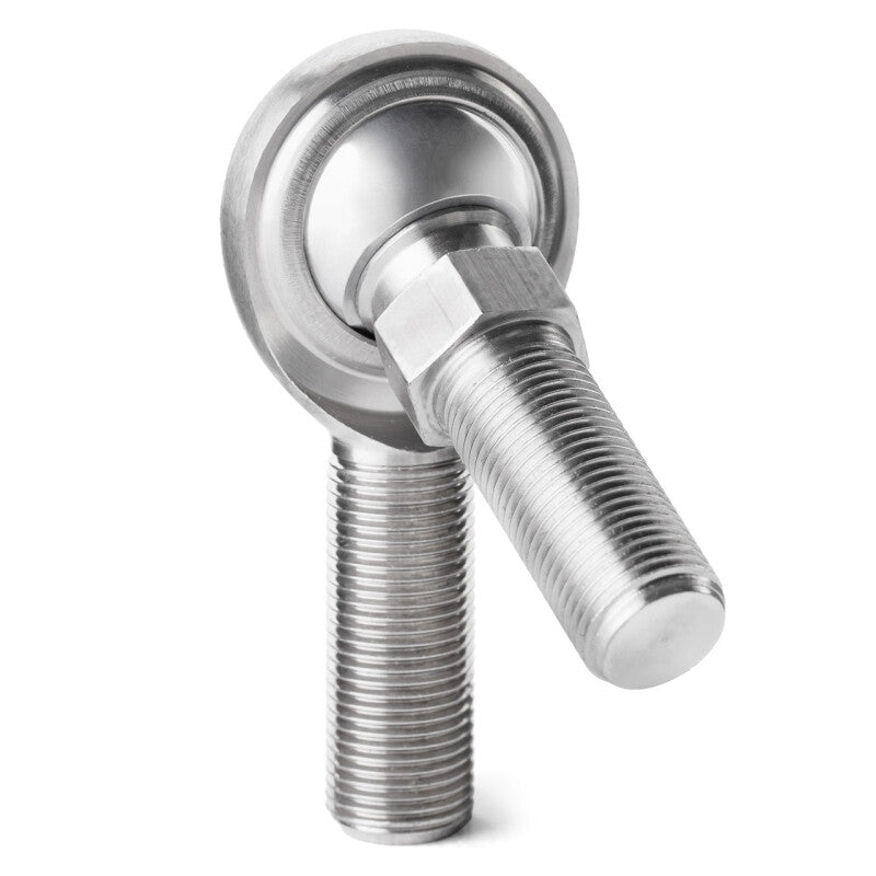 QA1 G Series 2-Pc Rod End - Male/Left Hand - .25in Bore x 1/4-28 w/Stud - Stainless Steel w/PTFE