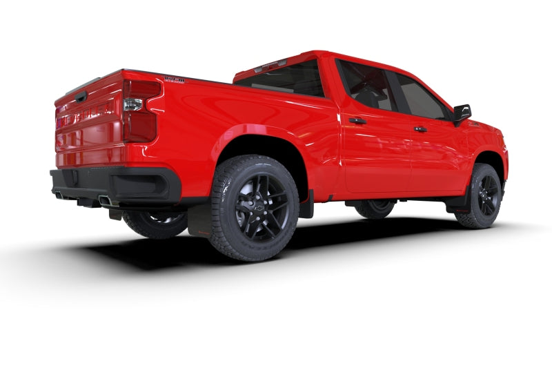 Rally Armor 19-26 Gen 4 Chevy Silverado 1500 Black UR Mud Flap Metallic Red Logo