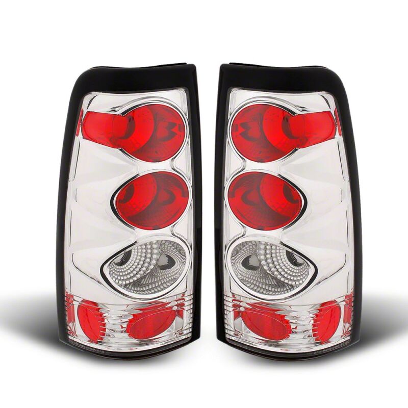 Raxiom 99-02 Chevrolet Silverado 1500 Fleetside Axial Series Tail Lights- Chrome - Red/Clear Lens