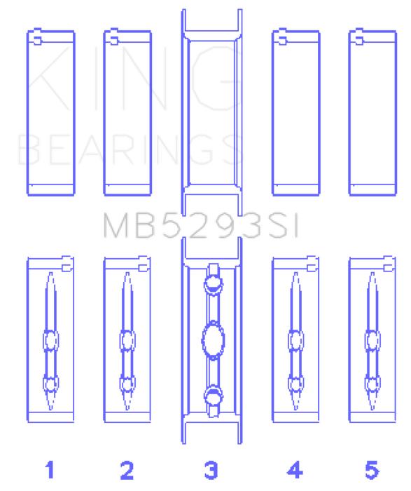 King GM 294/325/345/364CI 4.8/5.3/5.7/6.0L L20/LS1/LS2/LS4/LS6 (Size 001) Main Bearing Set