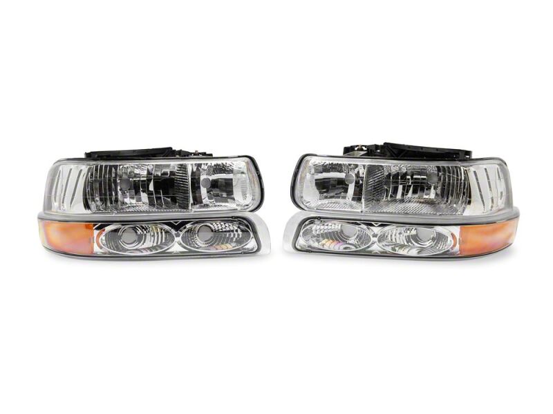 Raxiom 99-02 Chevrolet Silverado 1500 OE Style Headlights/Bumper Lights- Chrome - Clear Lens