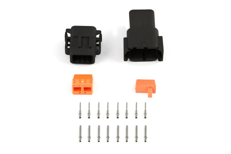 Haltech Plug and Pins Only - Matching Set of Deutsch DTM-8 Connectors (Black Keyway B - 7.5 Amp)