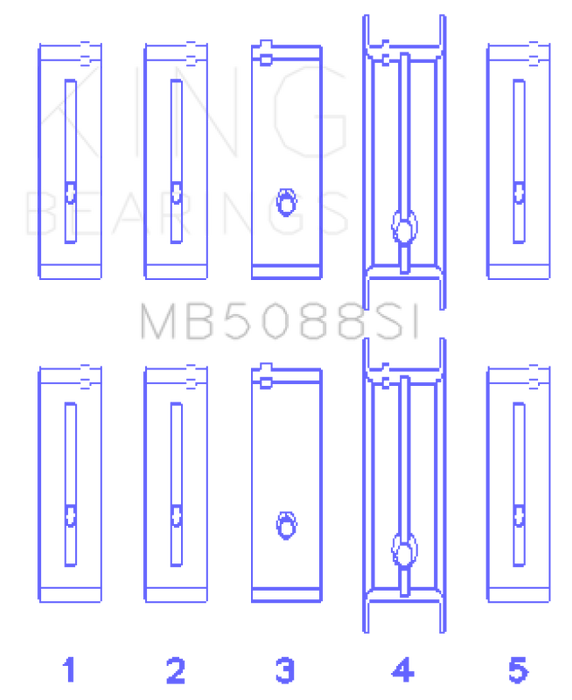 King Engine Bearings Chevrolet/Isuzu Ohv Ln2 (Size +0.50mm) Main Bearing Set