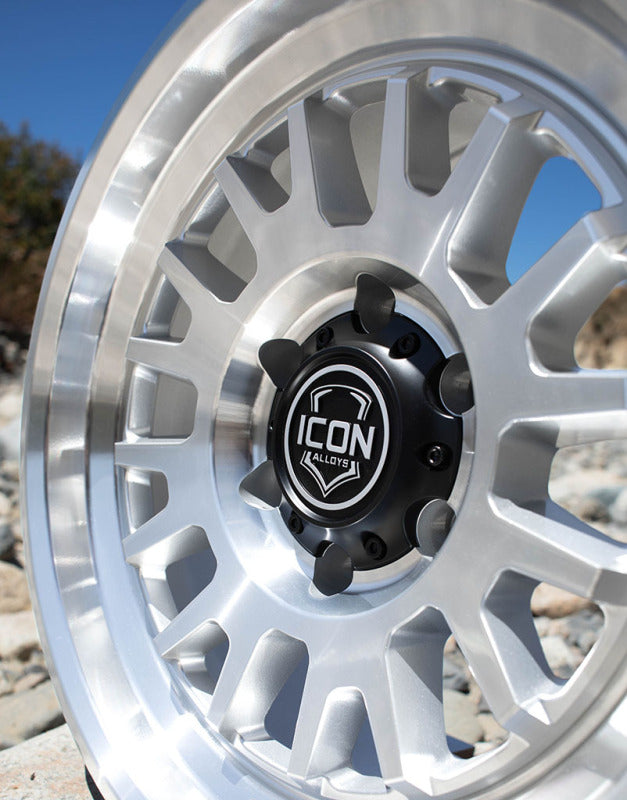 ICON Anza 17x8.5 5x150 25mm Offset 5.75in BS Silver Machined Wheel