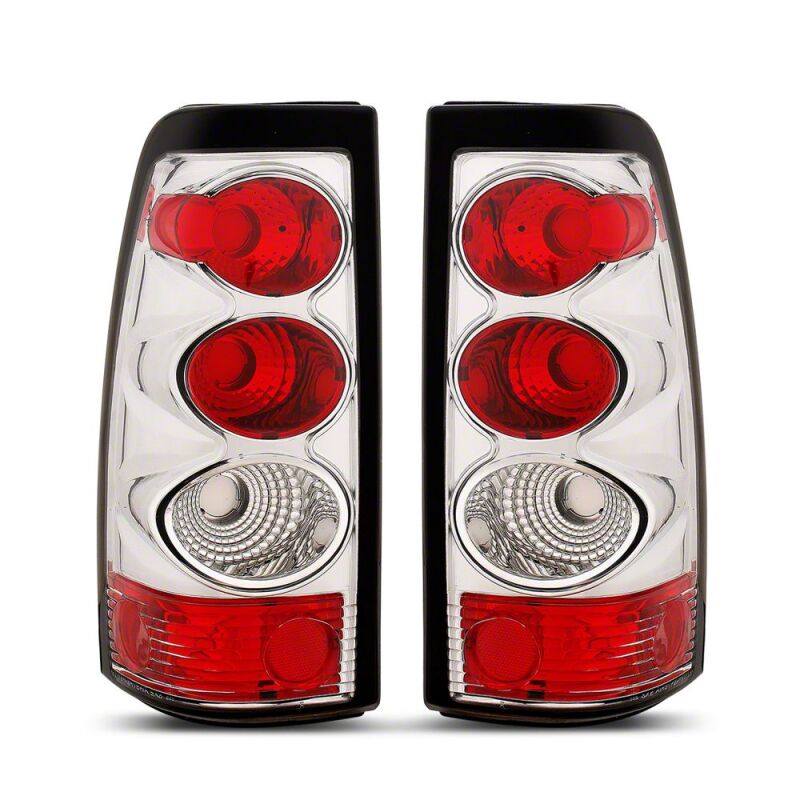Raxiom 03-06 Chevrolet Silverado 1500 Fleetside Axial Series Tail Lights- Chrome- Red/Clear Lens