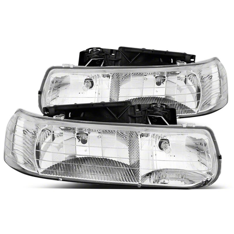 Raxiom 99-02 Chevrolet Silverado 1500 Axial Series Euro Headlights- Chrome Housing- Clear Lens