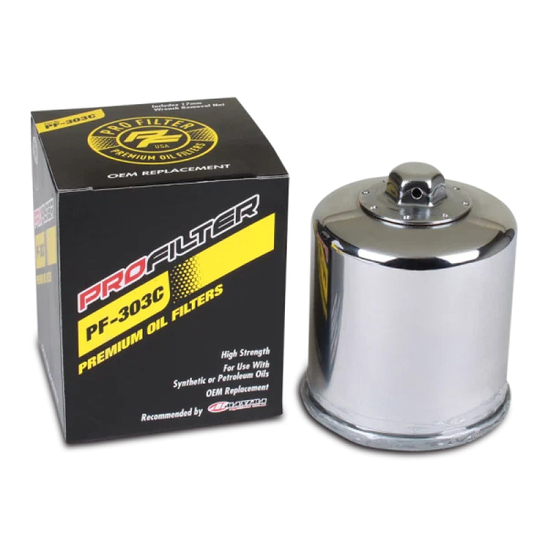 ProFilter Honda/Kawasaki/Polaris/Yamaha Spin-On Chrome Various Performance Oil Filter - Single
