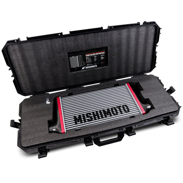 Mishimoto Universal Carbon Fiber Intercooler - Gloss Tanks - 450mm Gold Core - C-Flow - DG V-Band