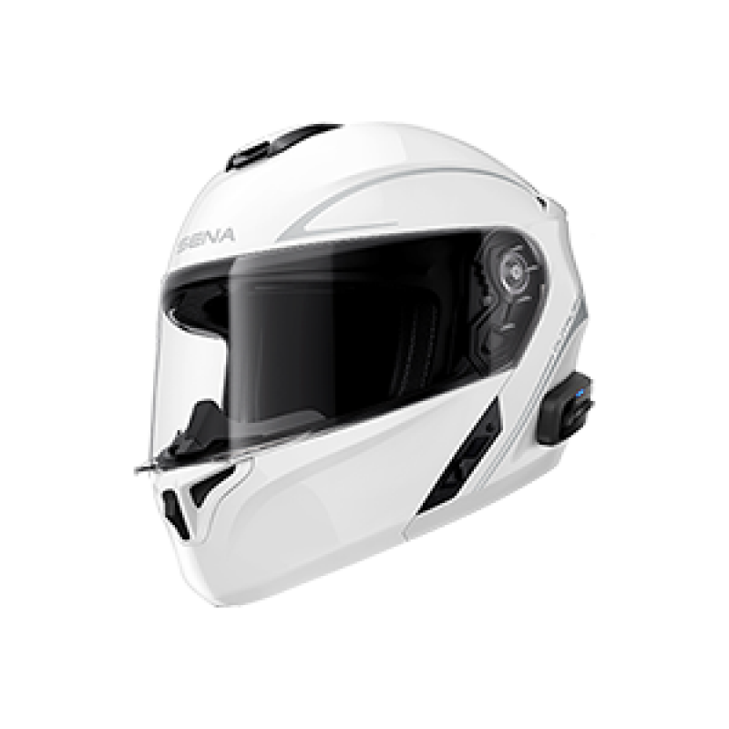 Sena Technologies Outrush R Flip-Up Bluetooth Helmet Glossy White - Medium
