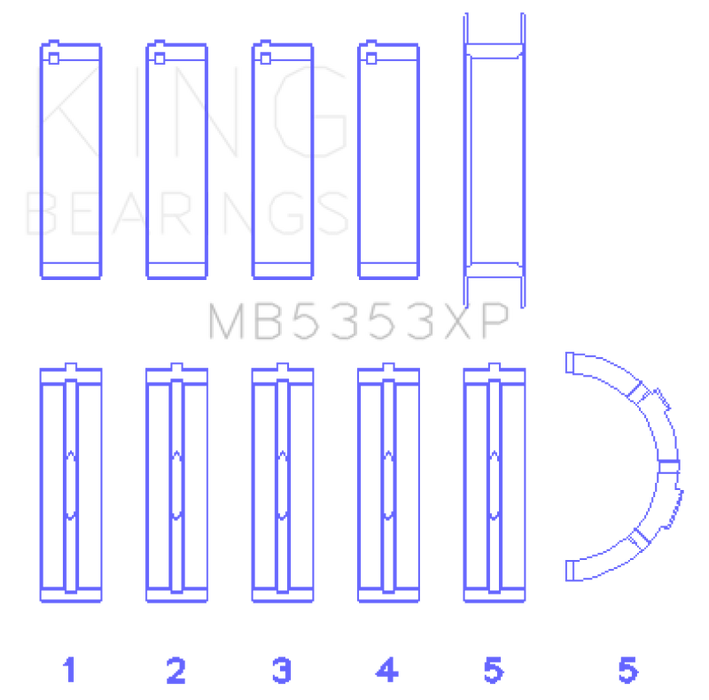 King Engine Bearings Ford 281 4.6L Sohc 16V (Size +0.25mm) Main Bearing Set