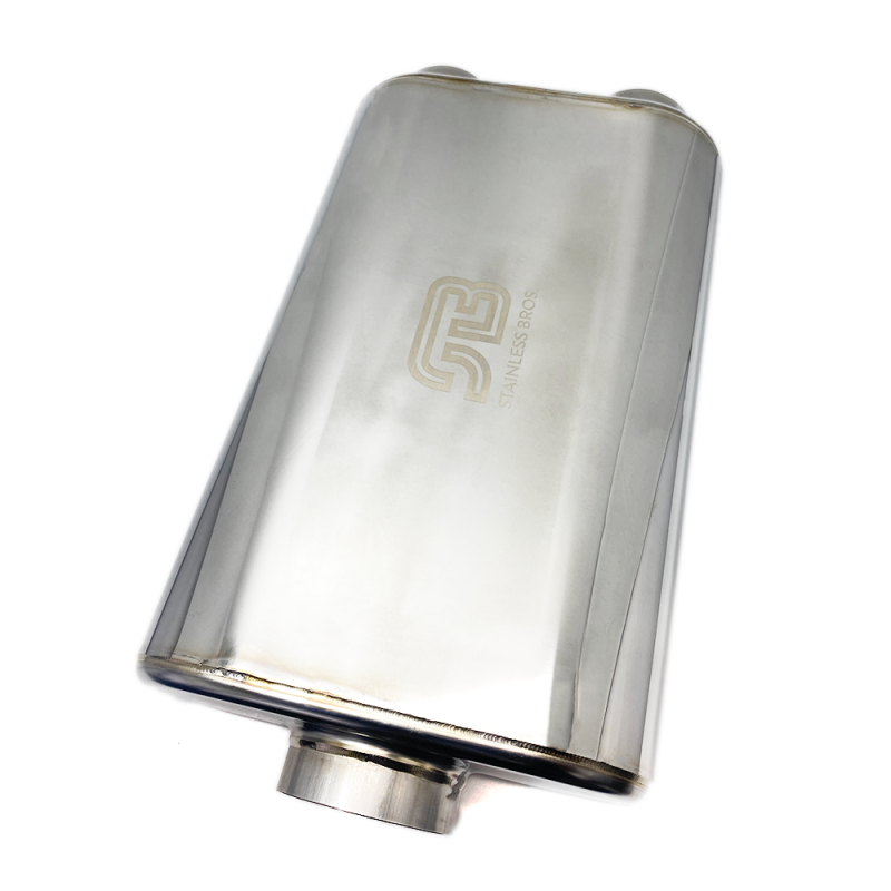 Stainless Bros 2.5in Inl/Outl 4.6in Body x 7in OAL SS304 Lightweight Race Muffler - Polish Finish