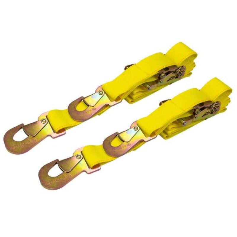 Moroso 2in x 8ft Flat Snap Hooks Ratchet Tie Down Strap -Pair