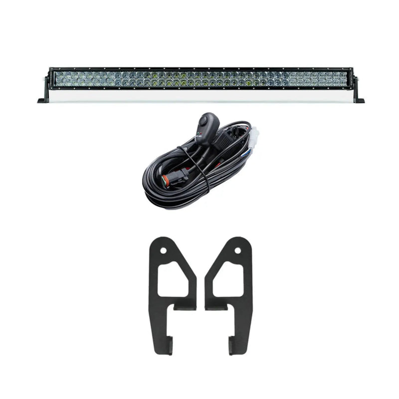 Cali Raised 10-24 Toyota 4Runner Roof Rack Front Light Bar Kit - 42in White Dual Row SPOT Beam