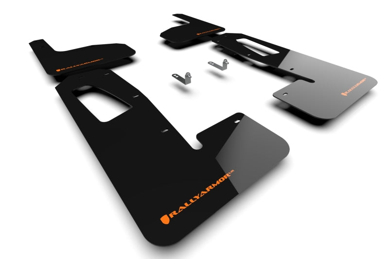 Rally Armor 22-25 Rivian R1T Black UR Mud Flap w/Tangerine Scream Logo
