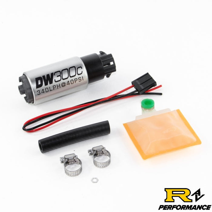 DeatschWerks 340lph DW300C Compact Fuel Pump with Universal Install Kit 9-309-1000