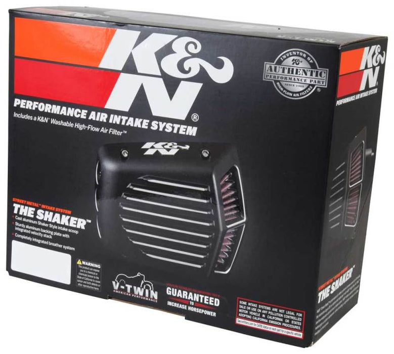 K&N Street Metal Intake System 01-16 Harley-Davidson Shaker Silver H/D Softail/Dyna Fl
