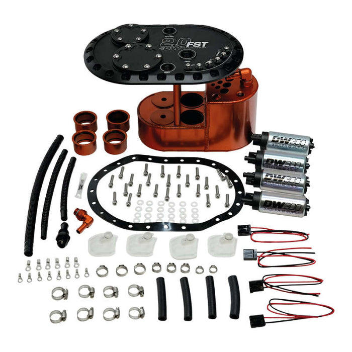 DeatschWerks 2.0L Staged Fuel Cell Surge Tank (Includes 4 DW300 Fuel Pumps)