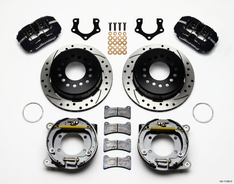 Wilwood Dynapro Low-Profile 11.00in P-Brake Kit Drilled Mopar/Dana 2.50in Off w/Snap Ring Bearing