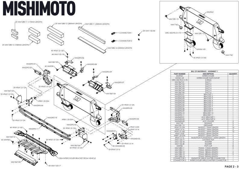 Mishimoto 21+ Bronco 2.3L High Mount INT Kit SL Core BK Pipes
