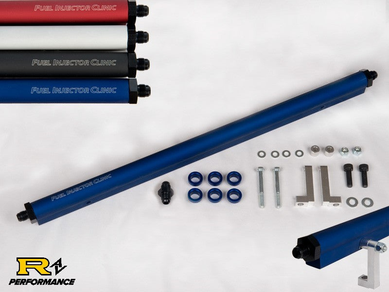 Fuel Injector Clinic Toyota Supra 2JZ-GTE Dark Blue Fuel Rail -8 Inlet Fittings -6 Outlet Fitting RL SUPRA -8 Blue
