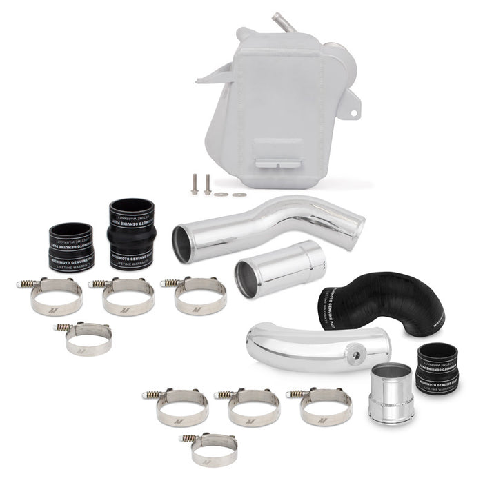 Mishimoto 11-16 Ford 6.7L Powerstroke Air-To-Water Intercooler Kit - Wrinkle Silver w/Polished Pipes