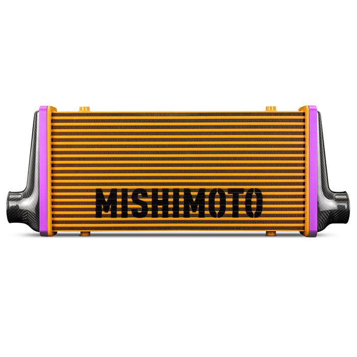 Mishimoto Universal Carbon Fiber Intercooler - Gloss Tanks - 450mm Gold Core - C-Flow - C V-Band